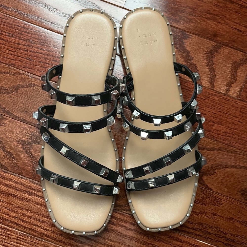 A New Day by Target Gladiator Black Stud Sandals 6 1/2
